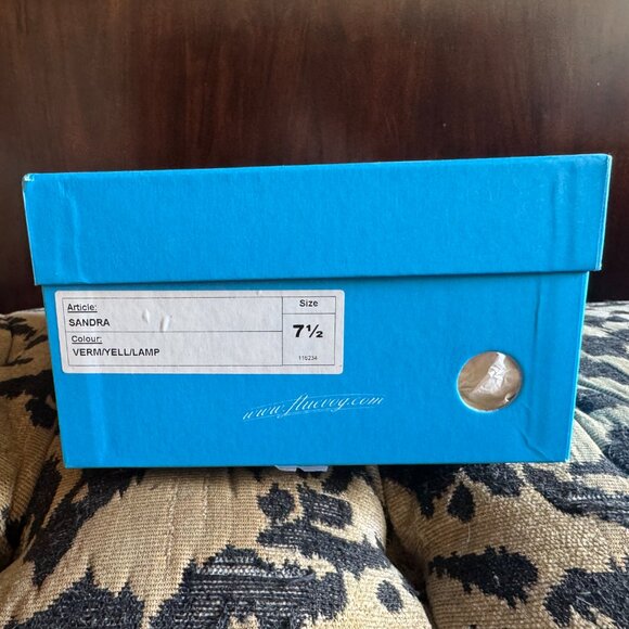 John Fluevog Sandra Rounded-Toe Mary Jane Shoes - Vermillion/Yellow/Lamp - Picture 2 of 5